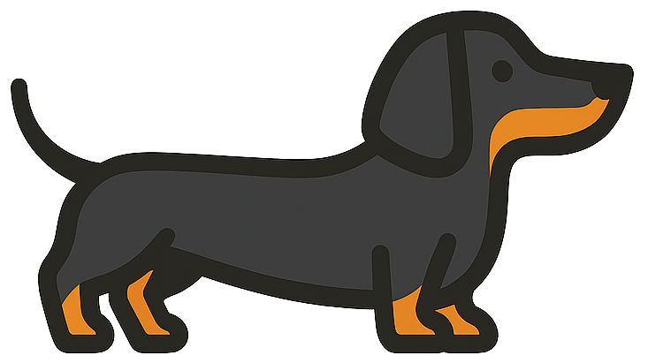 Black and Tan Sausage Dog Logo